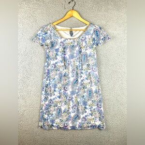 ROPE PICNIC Botanical Asian Floral Paisley Blue Pink Dress Size 38